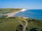 Aerial view of the famous landscape, Seven Sisters Cliffs