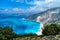 Aerial view of the famous Myrtos beach