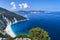 Aerial view of the famous Myrtos beach on Kefalonia