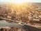 Aerial view of famous old town Auxerre with river in France