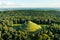 Aerial view of the famous Pilsudski`s Mound in a sunny summer day, an artificial mound located in the western part of Krakow, on