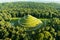 Aerial view of the famous Pilsudski`s Mound in a sunny summer day, an artificial mound located in the western part of Krakow, on