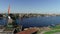 Aerial view of famous windmills of Zaanse Schans, Zaandam near Zaandijk and Amsterdam, Netherlands. Famous dutch places