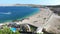 Aerial view of famous zrce beach of Pag island, Croatia