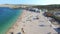 Aerial view of famous zrce party beach of Pag island in the morning, Croatia