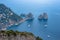 Aerial view of faraglioni rocks from Monte Solaro on Capri