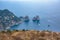 Aerial view of faraglioni rocks from Monte Solaro on Capri