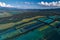 Aerial view of farm fields valley in the Kamchatka in Russia.