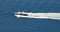 Aerial view of a fast luxury yacht wake