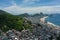 Aerial view of favelas on the hills of Rio de Janeiro Brazil