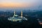 Aerial view of Federal Territory Mosque during sunrise. Federal