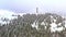 Aerial view of Feldberg ski resort in Germany and observatory on top of mountain, Black Forest landscape in winter