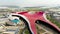 Aerial view of Ferrari World. Abu Dhabi first Ferrari branded theme park in the world