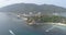 Aerial view of ferry port in tropical country