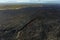 Aerial view of field and topography around an active Hawaiian volcano