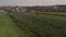 Aerial view of fields of corn