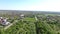 Aerial view of the fields and small village