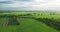 Aerial view of Fields with various types of agriculture in rural Thailand