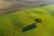 Aerial view of the fields, wineries near San Quirico d`Orcia. Tuscany autumn sunrise