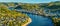 Aerial view of Filsen and Boppard towns with the Rhine in Germany