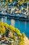 Aerial view of Filsen and Boppard towns with the Rhine in Germany