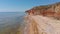 Aerial view of the final stage of the Enduro extreme race on the seashore in 4K.