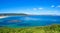 Aerial view of Finisterre langosteira beach in Galicia