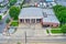 Aerial View of a Firehouse with Fire Engines Inside