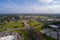 Aerial view of the first diverging diamond interchange on the Alabama Gulf Coast