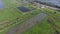 Aerial view of fish farm, cage fish farming, lake with fry