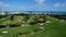 Aerial view of Fisher Island, exclusive residential resort in Atlantic ocean with incredible golf course, expensive real