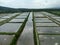 Aerial view of a fishery and prawn farm in Santubong area of Sarawak, Malaysia