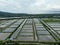 Aerial view of a fishery and prawn farm in Santubong area of Sarawak, Malaysia