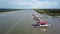 Aerial view fishing boat