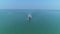 Aerial view fishing boat in the ocean