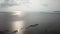 Aerial view fishing boat Penang second Bridge.