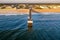 Aerial view of fishing pier during sunrise in Saint Augustine Beach