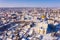 Aerial view of five domed Ascension Cathedral of Yelets in winter