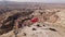 Aerial view of flag of Turkey in Cappadocia. Slow motion