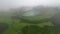 Aerial view flight heavy fog View lake in the crater of a volcano Island Azores