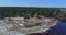 Aerial View Flight over the beach coast, melting ice.