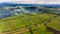 Aerial view of flooded fields.