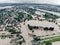 Aerial view of the flooded village of Halych, Prykarpattia. The flood on the Dniester River caused a natural disaster