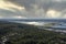 Aerial view of flooding of the Nepean River in Sydney in Australia