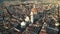 Aerial view of Florence Cathedral or Duomo di Firenze, sunset golden hour, Italy