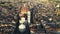 Aerial view of Florence Cathedral or Duomo di Firenze, sunset golden hour, Italy