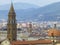 Aerial view of Florence, Tuscany, Italy with the steeple of the Basilica of the Holy Spirit