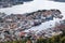 Aerial view, Floyen view desk. Bergen, Norway