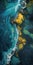 Aerial View Of Fluid Blending Art And Ocean Patterns