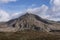 Aerial view of flying drone Epic landscape Autumn image of Pen Yr Ole Wen in Snowdonia National Park with copyspace